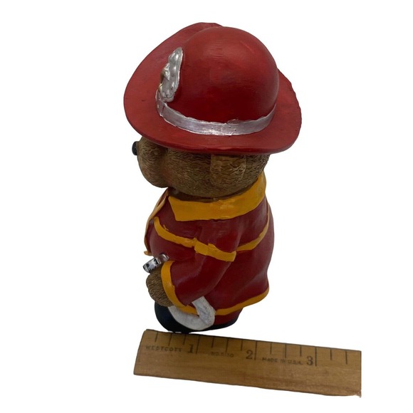 Firefighter Bear Holding Fire Hose Figurine Statue Polystone Fireman Collectible - Picture 6 of 11